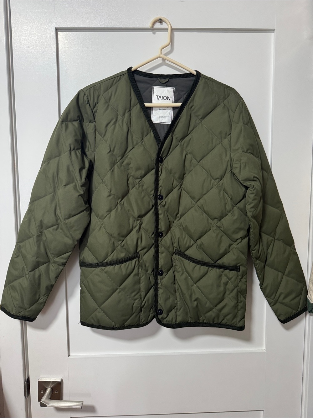TAION Olive Quilted Button Down Jacket